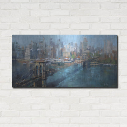 Luxe Metal Art 'Brooklyn Bridge' by Mark Lague, Metal Wall Art,48x24