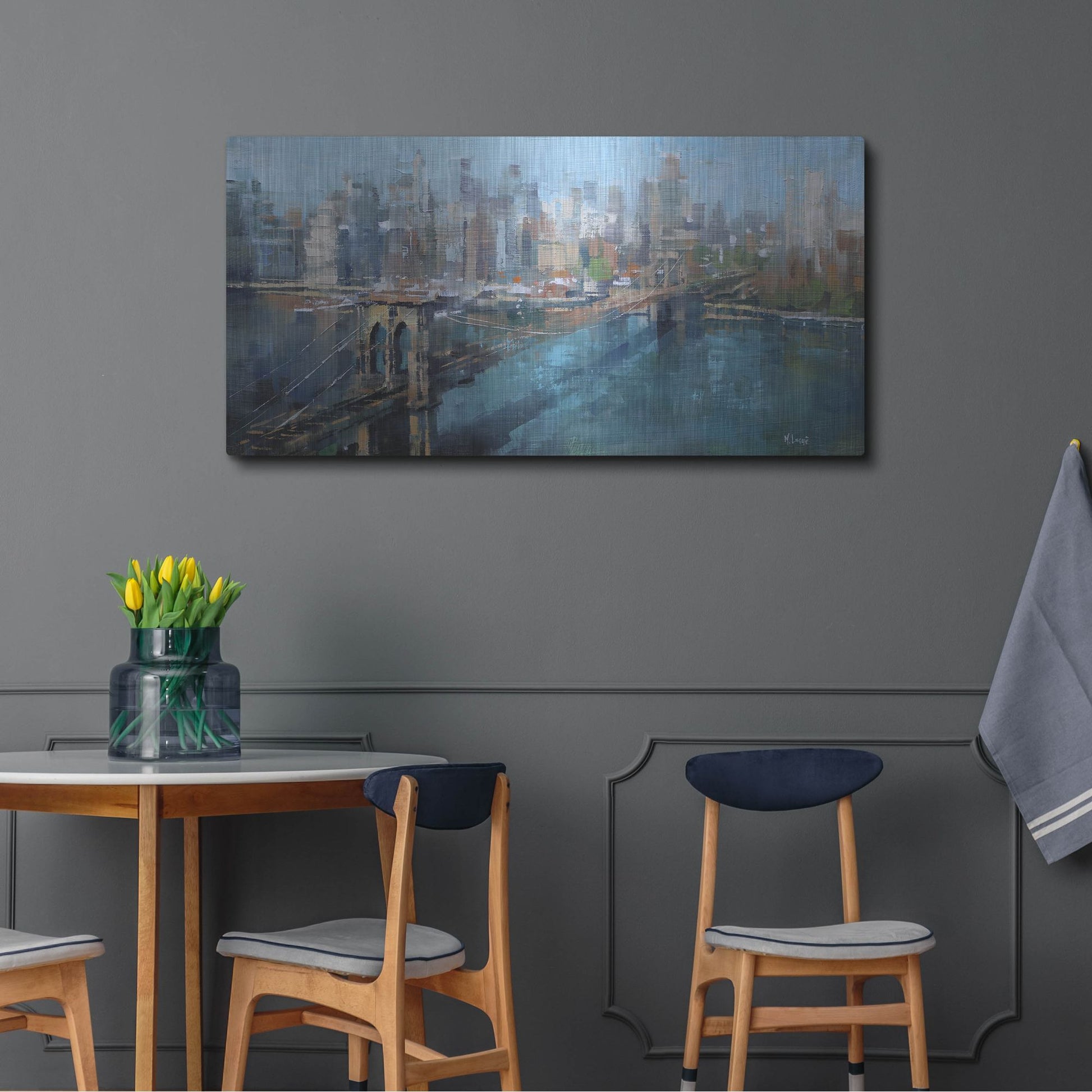 Luxe Metal Art 'Brooklyn Bridge' by Mark Lague, Metal Wall Art,48x24