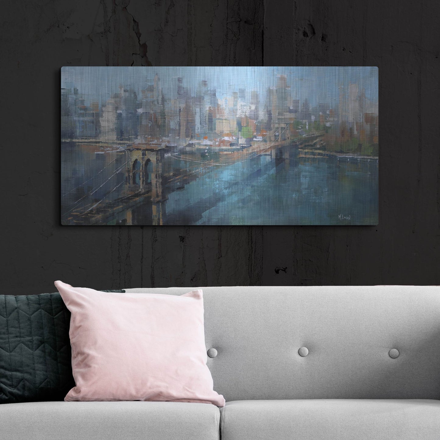 Luxe Metal Art 'Brooklyn Bridge' by Mark Lague, Metal Wall Art,48x24