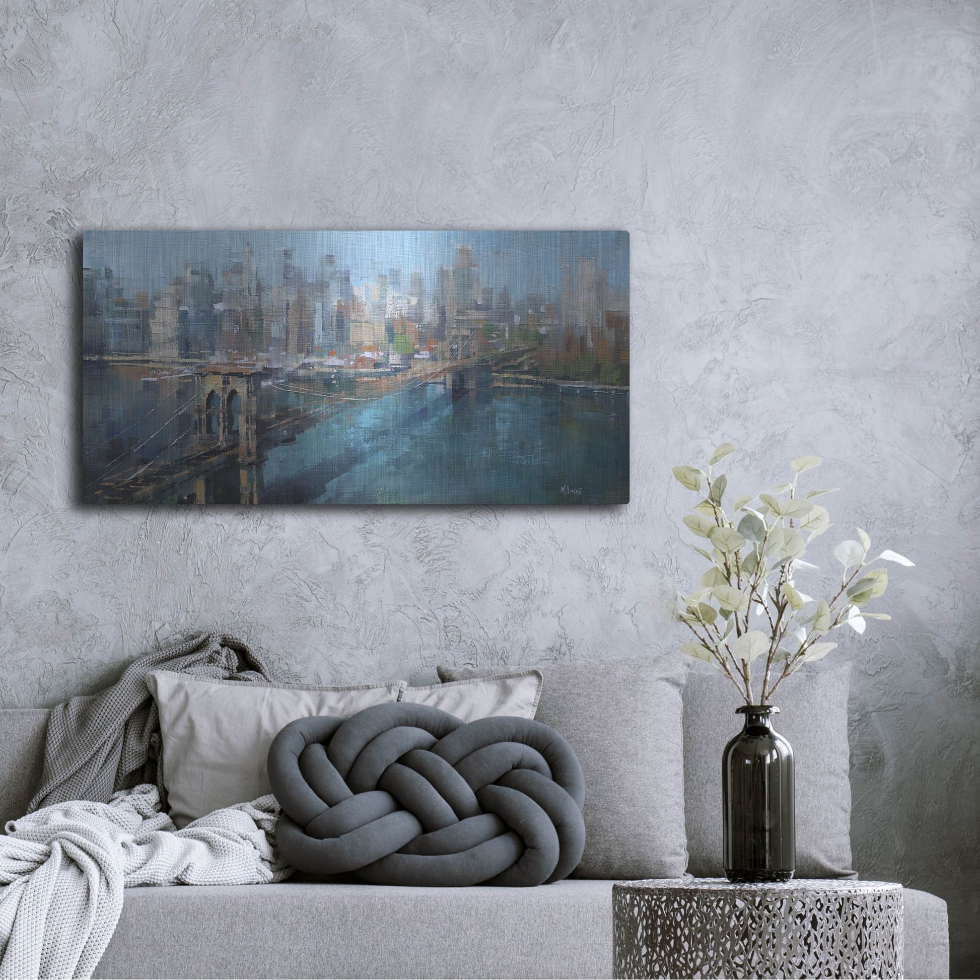 Luxe Metal Art 'Brooklyn Bridge' by Mark Lague, Metal Wall Art,48x24