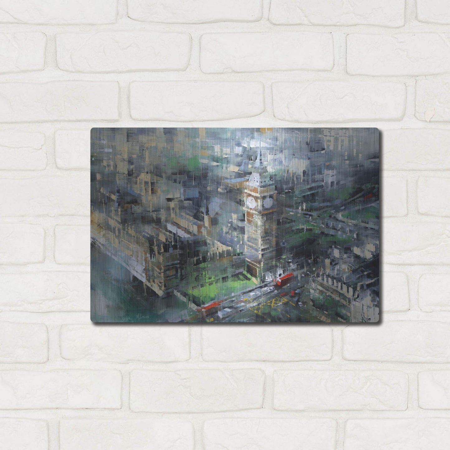 Luxe Metal Art 'London Green - Big Ben' by Mark Lague, Metal Wall Art,16x12