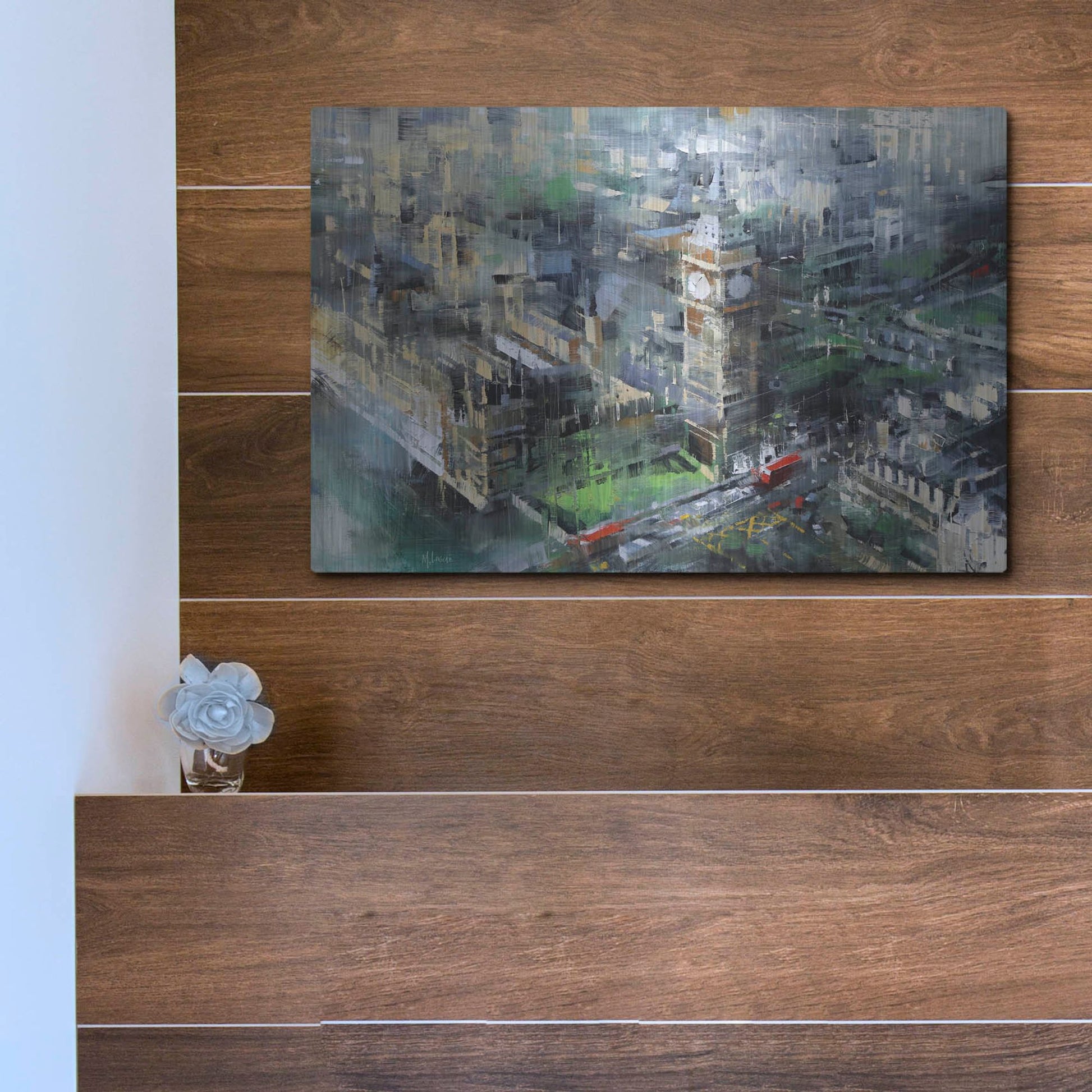 Luxe Metal Art 'London Green - Big Ben' by Mark Lague, Metal Wall Art,16x12