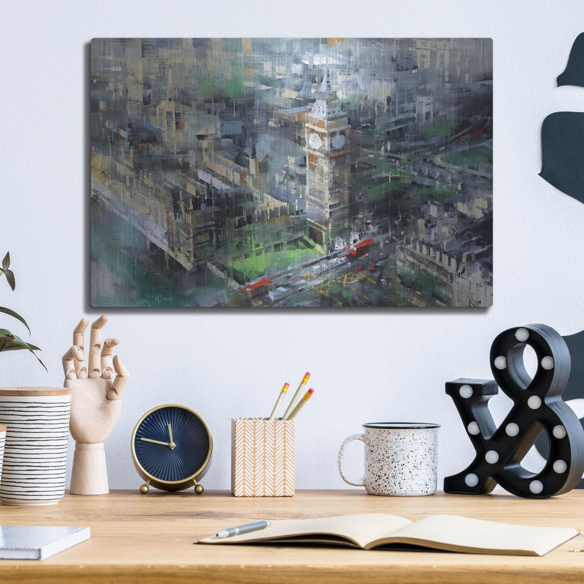 Luxe Metal Art 'London Green - Big Ben' by Mark Lague, Metal Wall Art,16x12