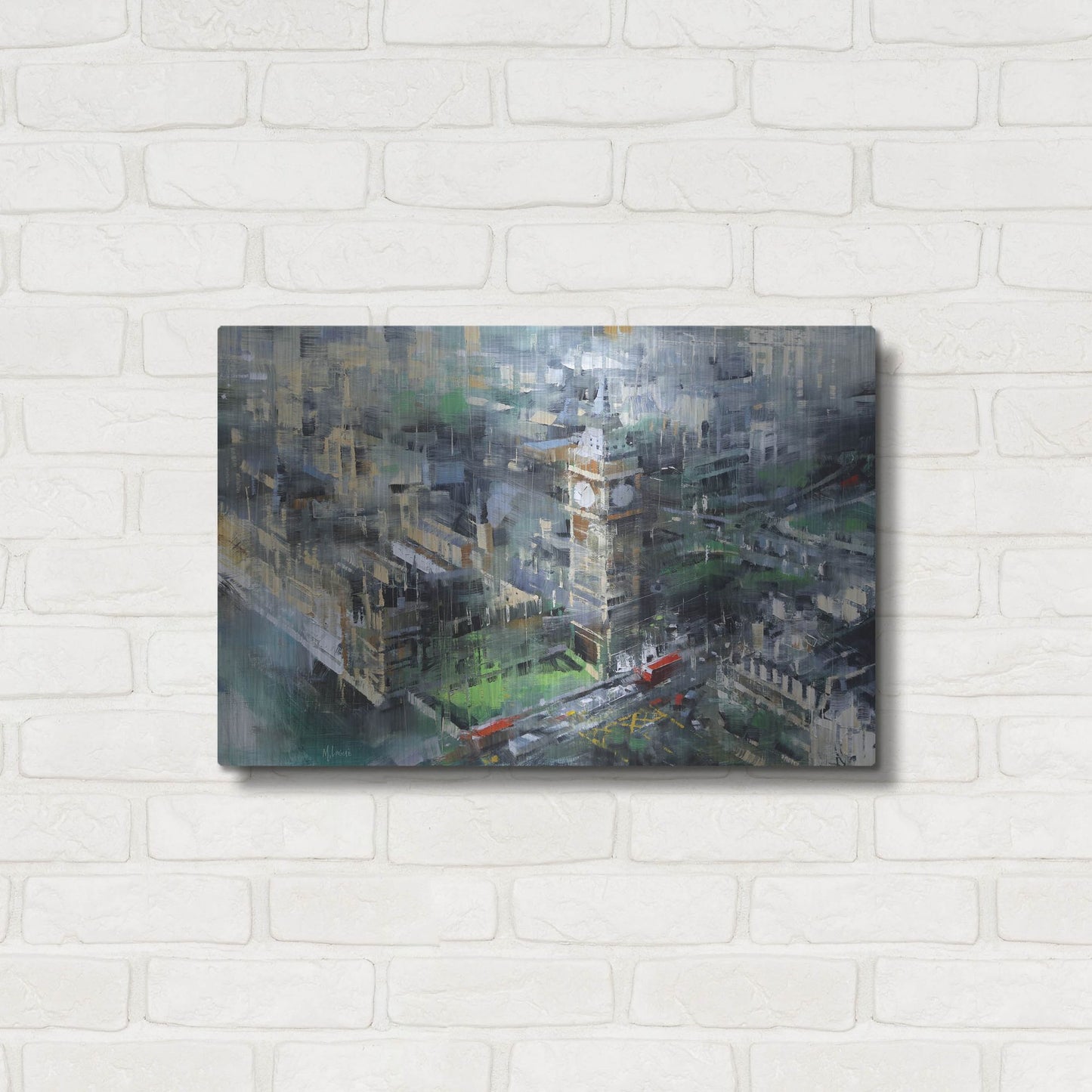 Luxe Metal Art 'London Green - Big Ben' by Mark Lague, Metal Wall Art,24x16