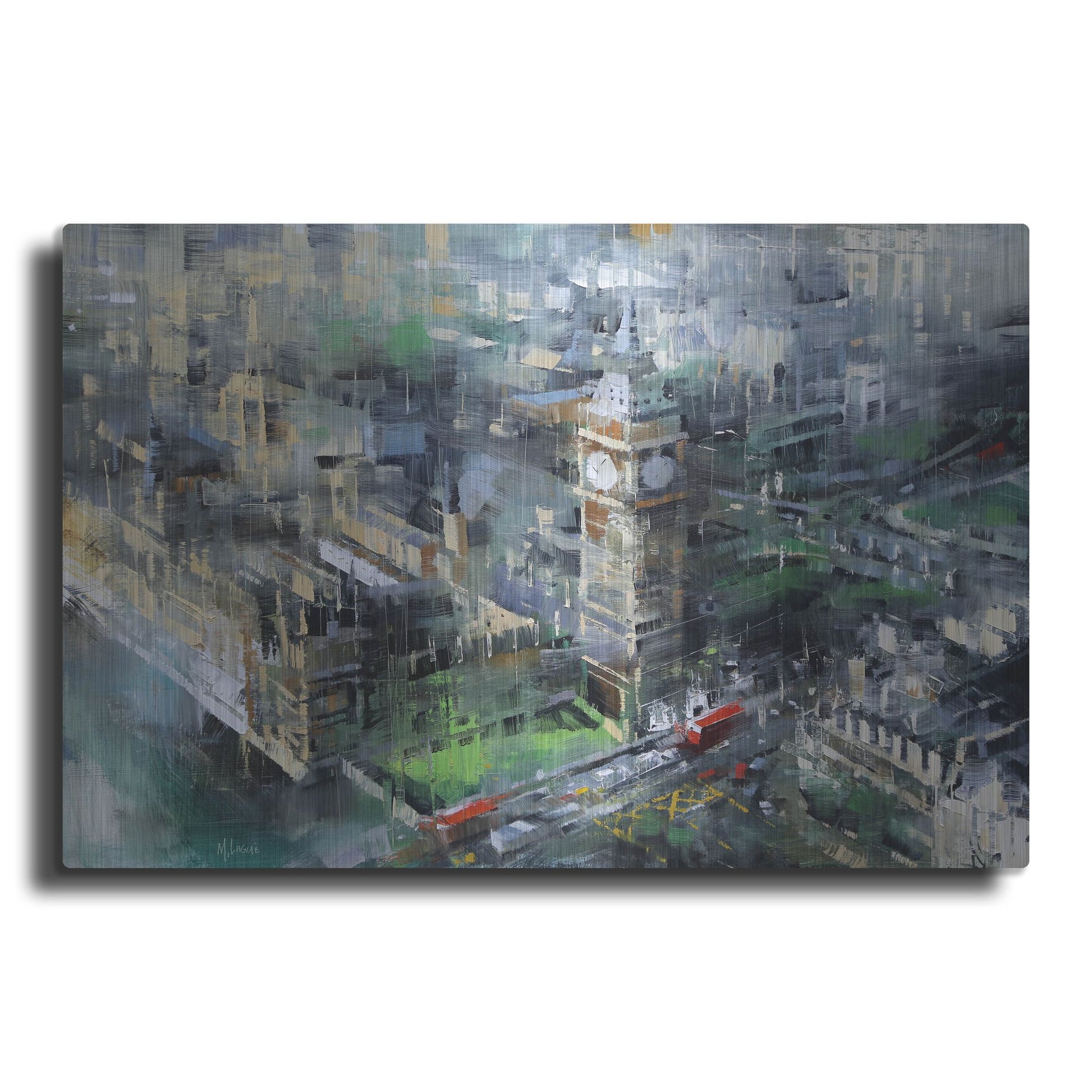 Luxe Metal Art 'London Green - Big Ben' by Mark Lague, Metal Wall Art