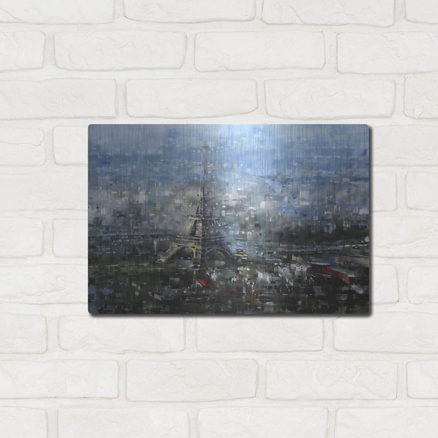 Luxe Metal Art 'Blue Paris' by Mark Lague, Metal Wall Art,16x12