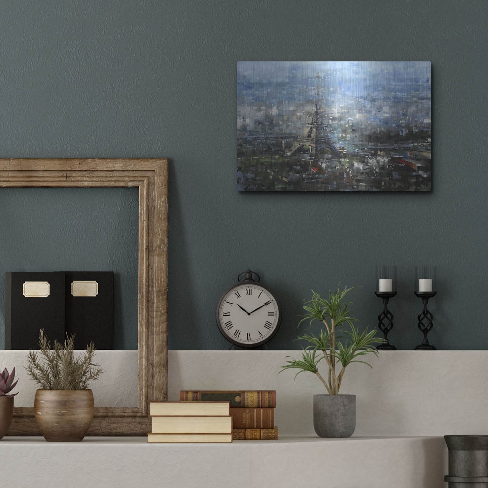 Luxe Metal Art 'Blue Paris' by Mark Lague, Metal Wall Art,16x12