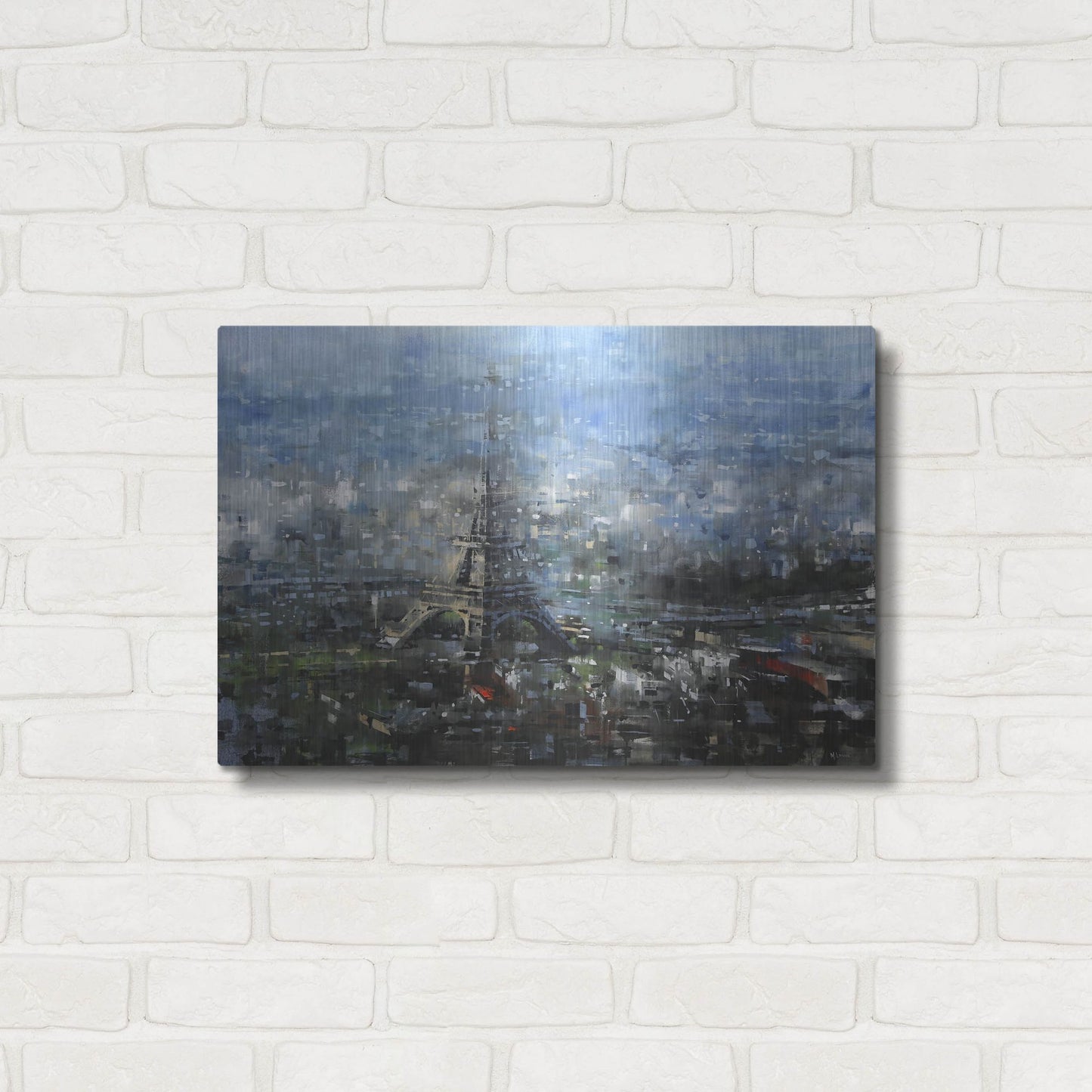 Luxe Metal Art 'Blue Paris' by Mark Lague, Metal Wall Art,24x16