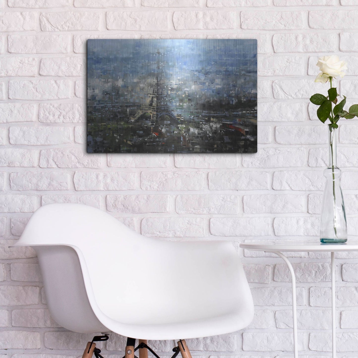Luxe Metal Art 'Blue Paris' by Mark Lague, Metal Wall Art,24x16
