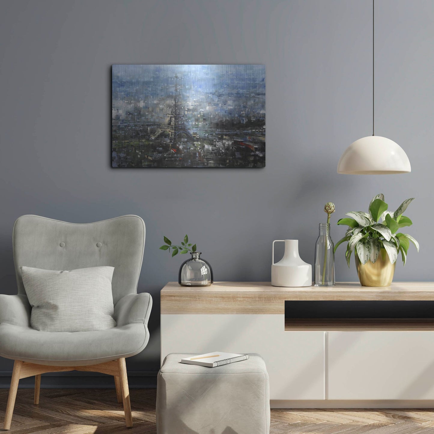 Luxe Metal Art 'Blue Paris' by Mark Lague, Metal Wall Art,24x16