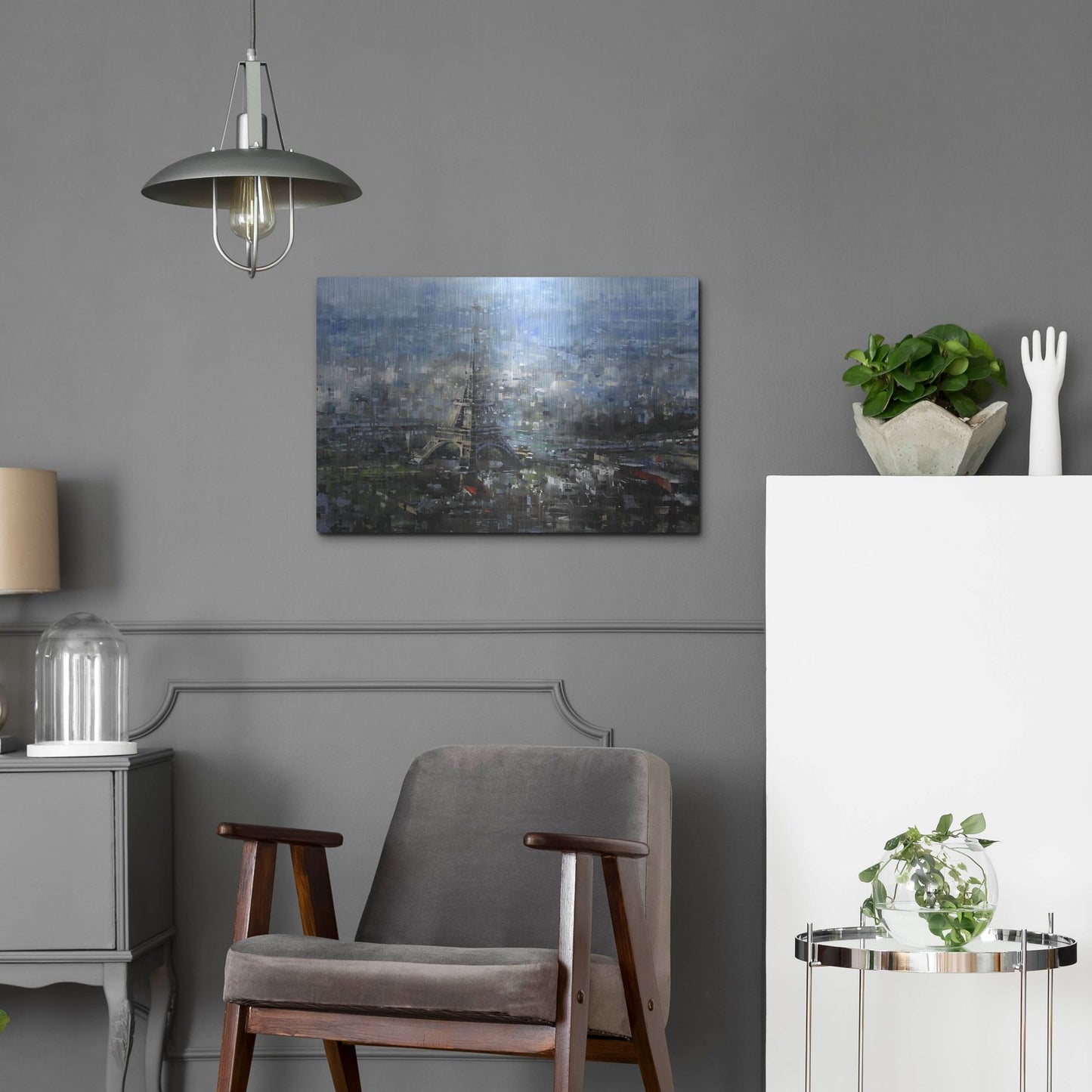 Luxe Metal Art 'Blue Paris' by Mark Lague, Metal Wall Art,24x16