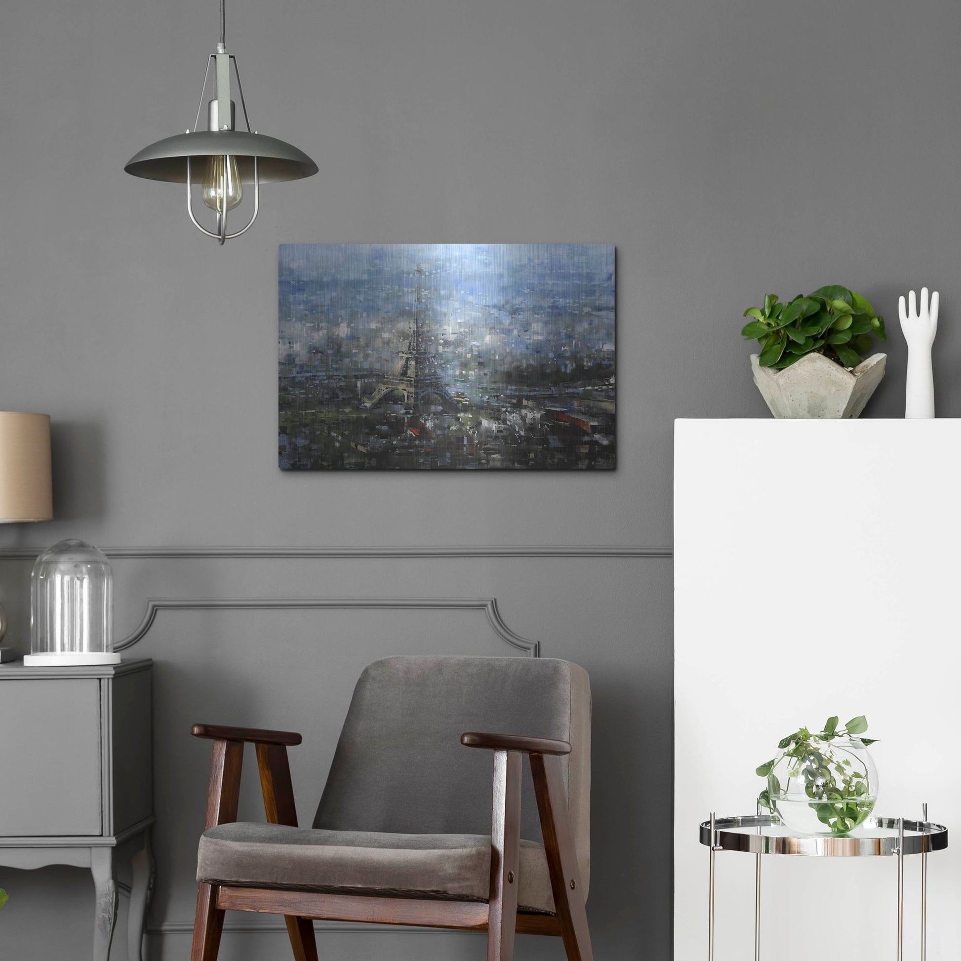 Luxe Metal Art 'Blue Paris' by Mark Lague, Metal Wall Art,24x16