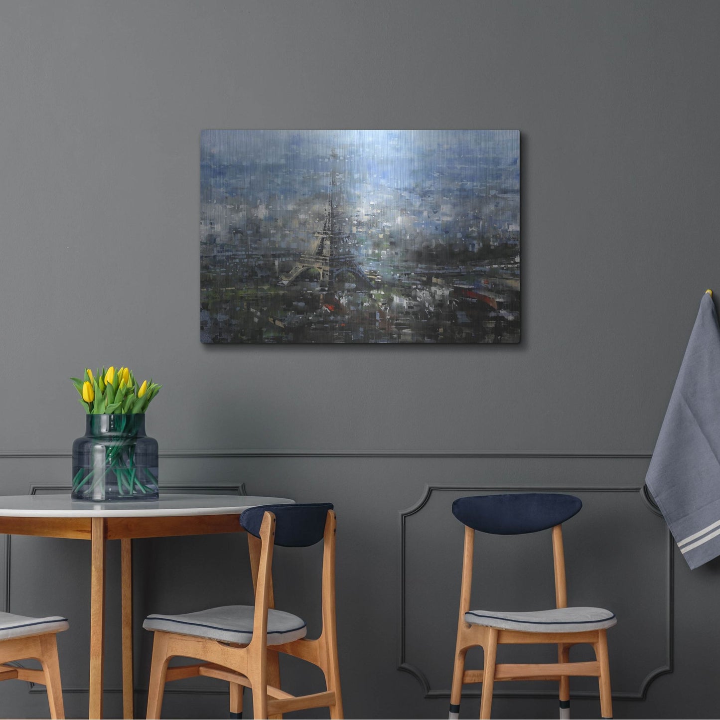 Luxe Metal Art 'Blue Paris' by Mark Lague, Metal Wall Art,36x24