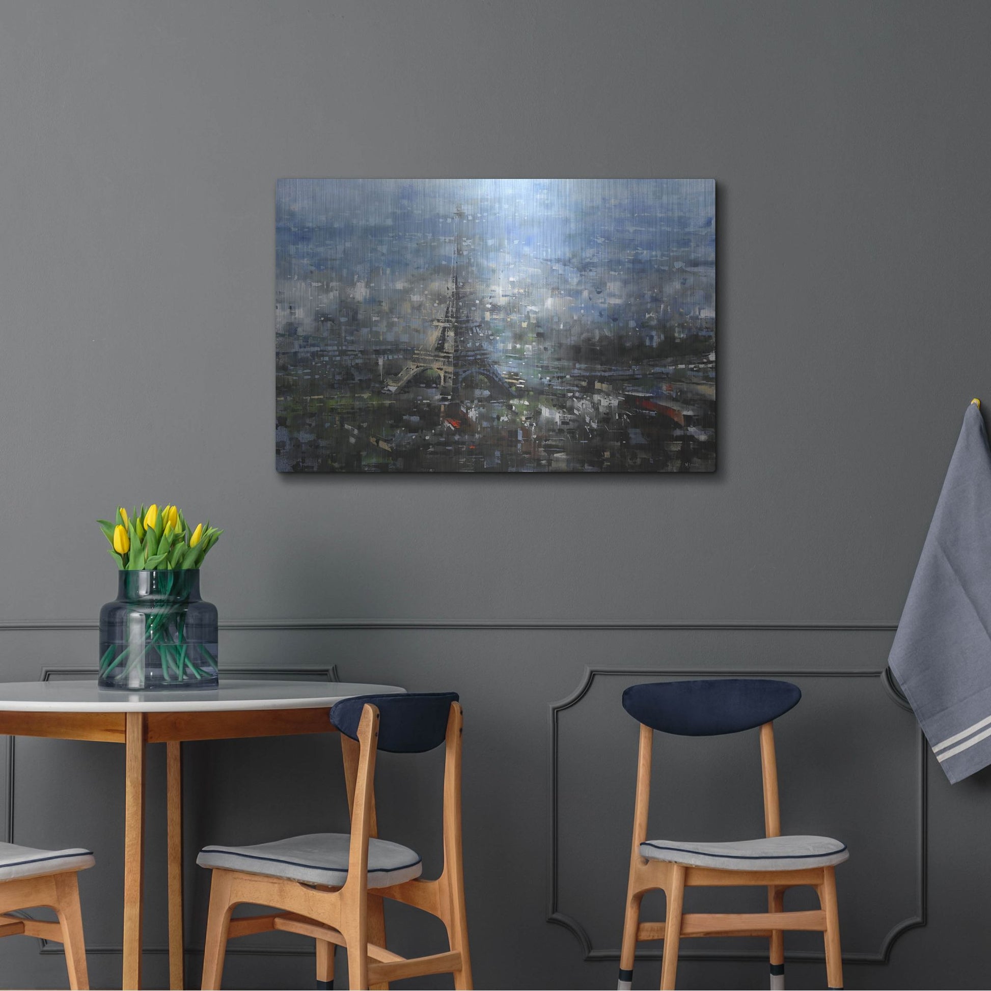 Luxe Metal Art 'Blue Paris' by Mark Lague, Metal Wall Art,36x24