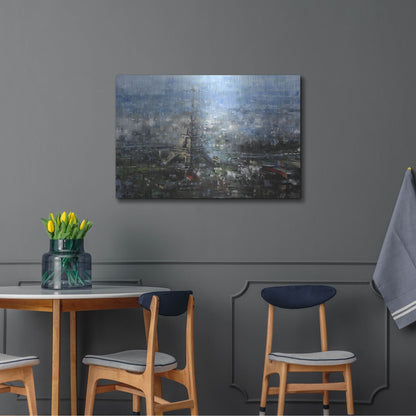 Luxe Metal Art 'Blue Paris' by Mark Lague, Metal Wall Art,36x24