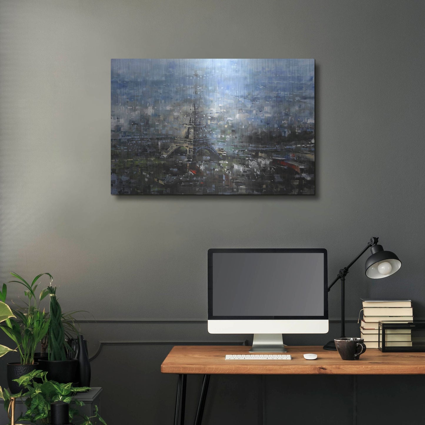 Luxe Metal Art 'Blue Paris' by Mark Lague, Metal Wall Art,36x24