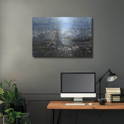 Luxe Metal Art 'Blue Paris' by Mark Lague, Metal Wall Art,36x24