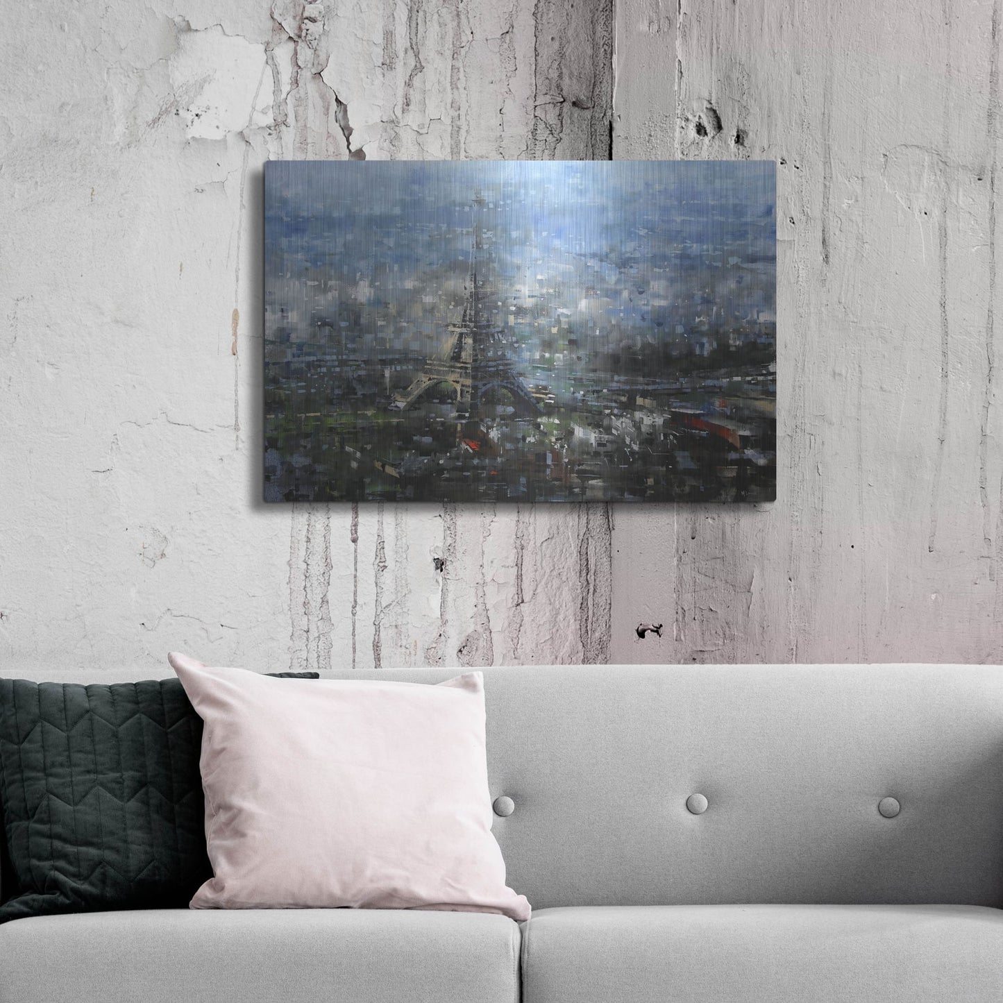 Luxe Metal Art 'Blue Paris' by Mark Lague, Metal Wall Art,36x24
