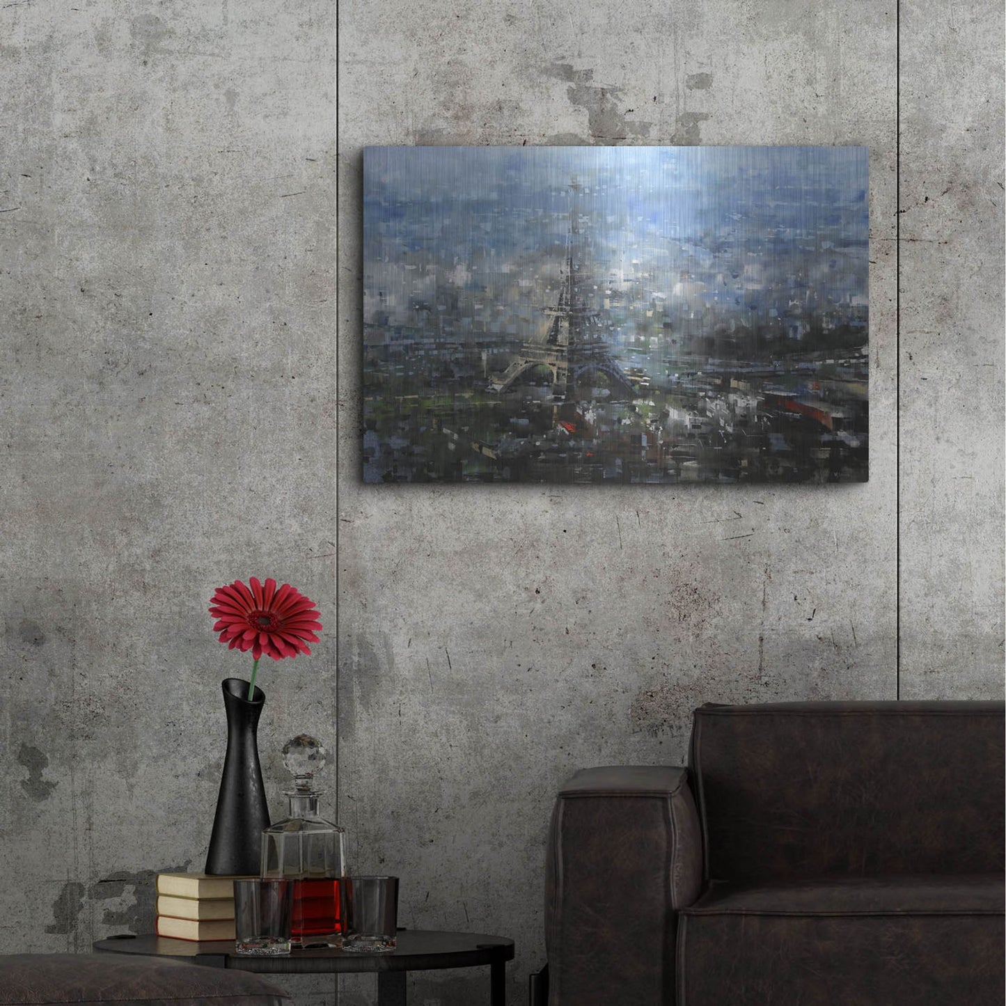 Luxe Metal Art 'Blue Paris' by Mark Lague, Metal Wall Art,36x24