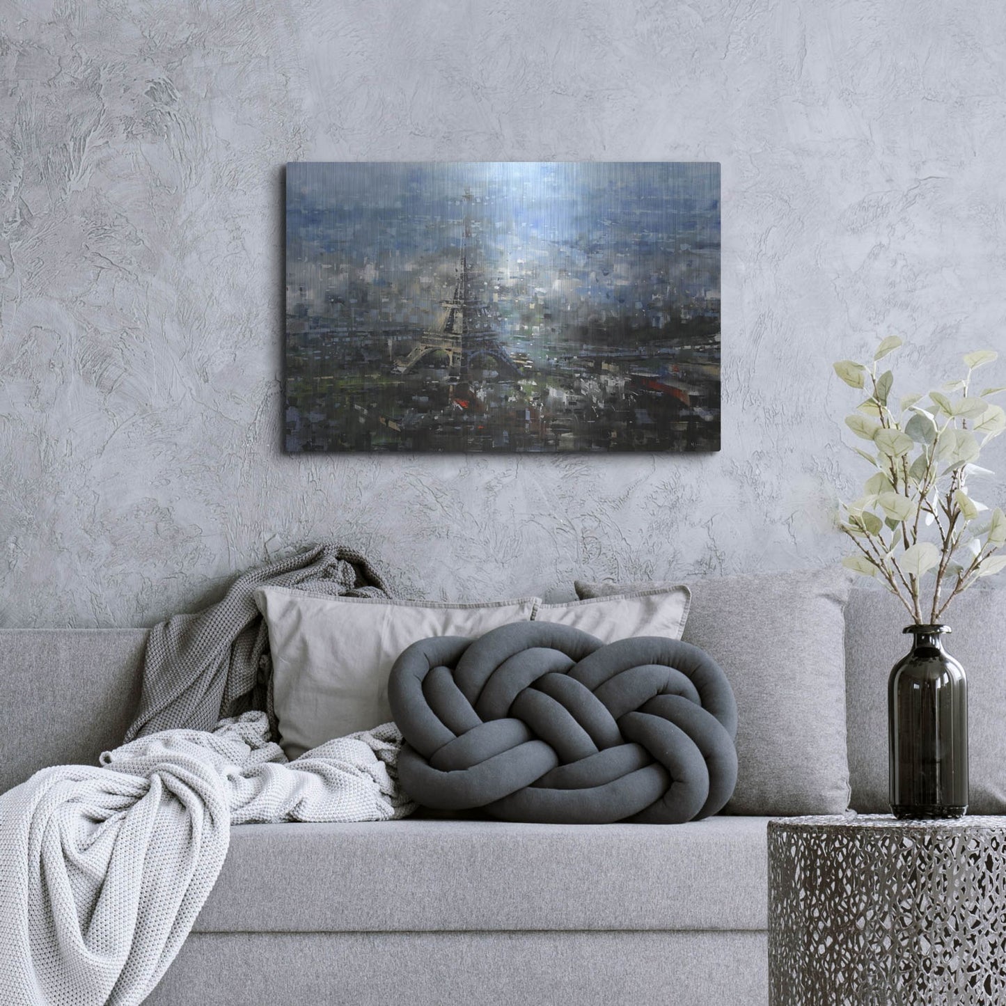 Luxe Metal Art 'Blue Paris' by Mark Lague, Metal Wall Art,36x24