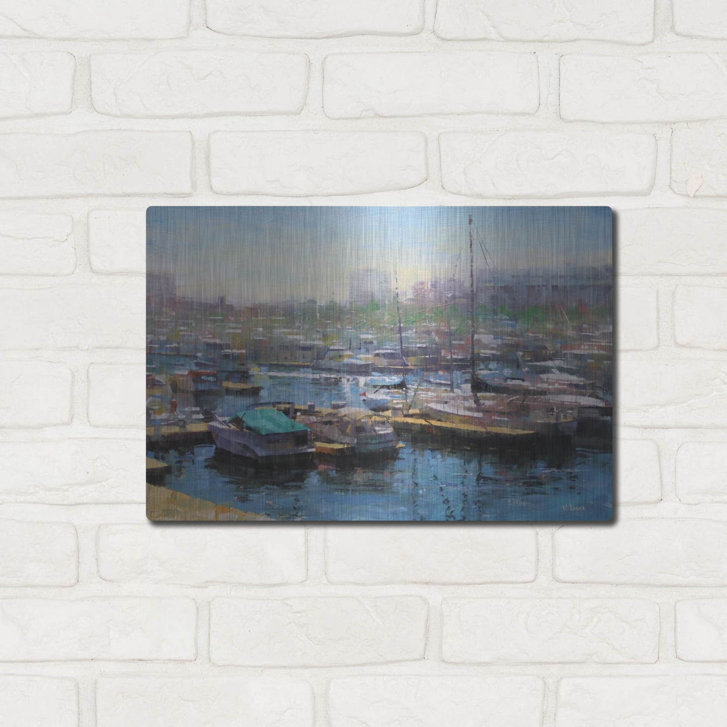 Luxe Metal Art 'Chicago Harbor' by Mark Lague, Metal Wall Art,16x12