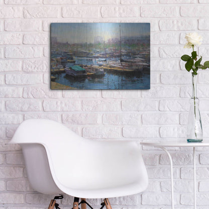 Luxe Metal Art 'Chicago Harbor' by Mark Lague, Metal Wall Art,24x16