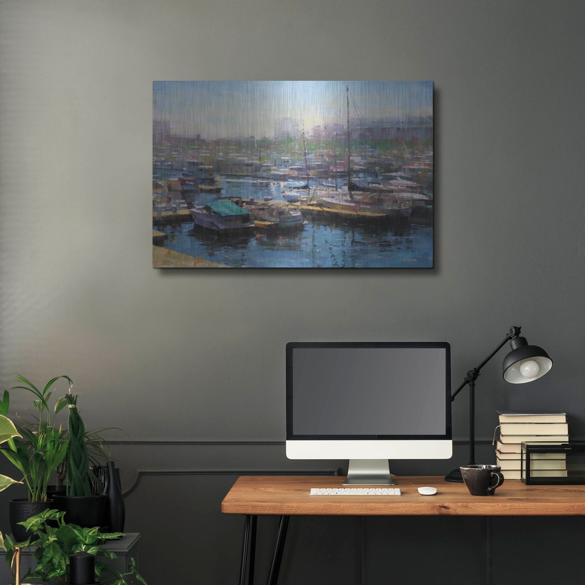 Luxe Metal Art 'Chicago Harbor' by Mark Lague, Metal Wall Art,36x24