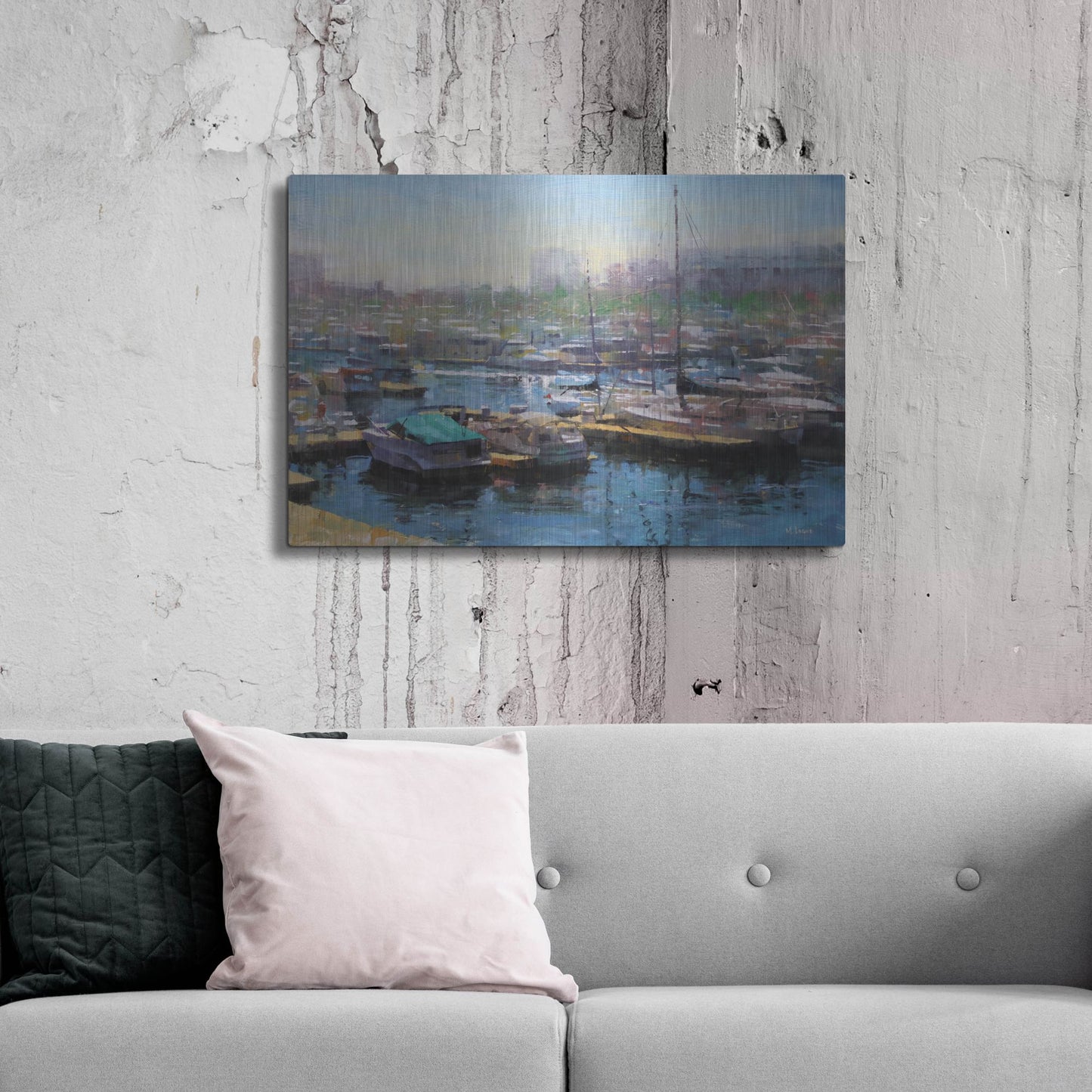 Luxe Metal Art 'Chicago Harbor' by Mark Lague, Metal Wall Art,36x24