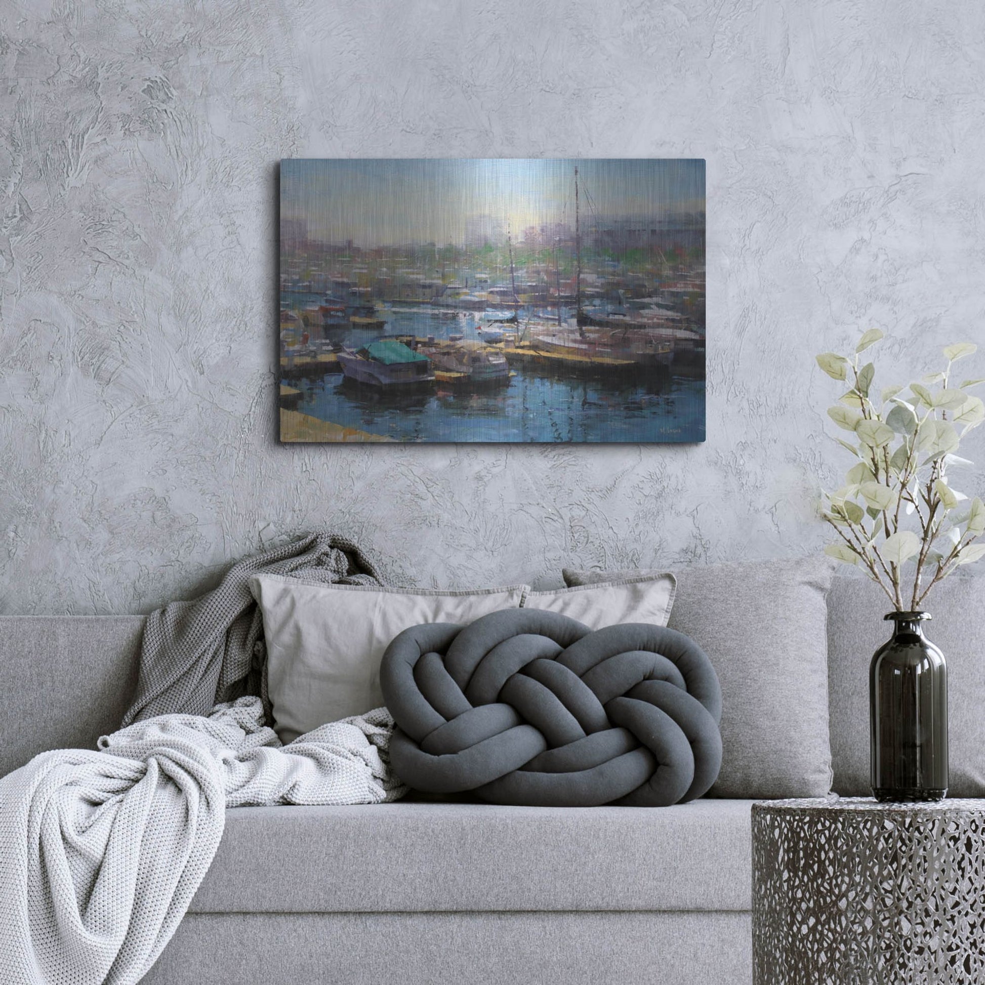 Luxe Metal Art 'Chicago Harbor' by Mark Lague, Metal Wall Art,36x24