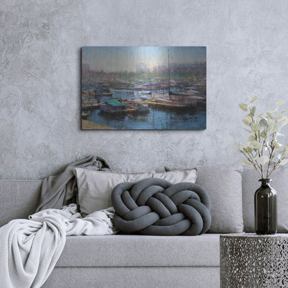 Luxe Metal Art 'Chicago Harbor' by Mark Lague, Metal Wall Art,36x24