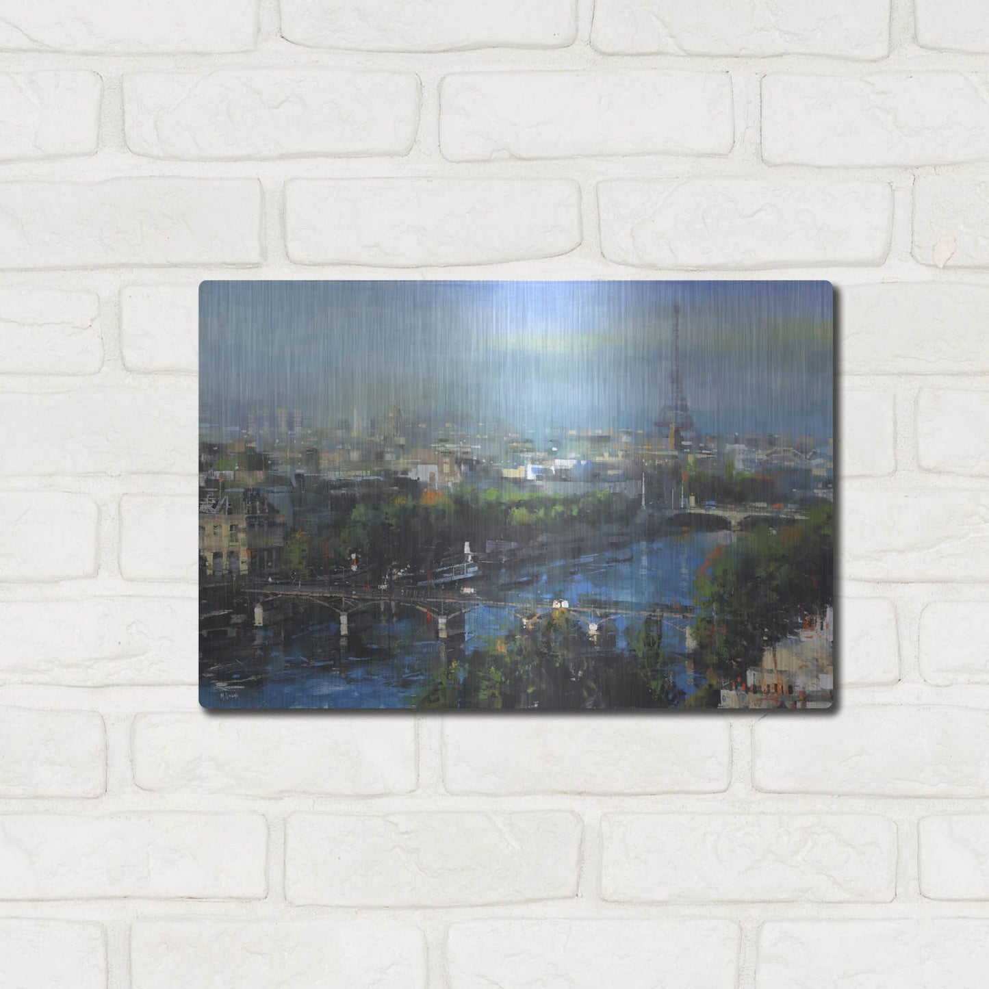 Luxe Metal Art 'Paris Pedestrian Bridge' by Mark Lague, Metal Wall Art,16x12