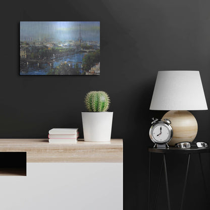 Luxe Metal Art 'Paris Pedestrian Bridge' by Mark Lague, Metal Wall Art,24x16