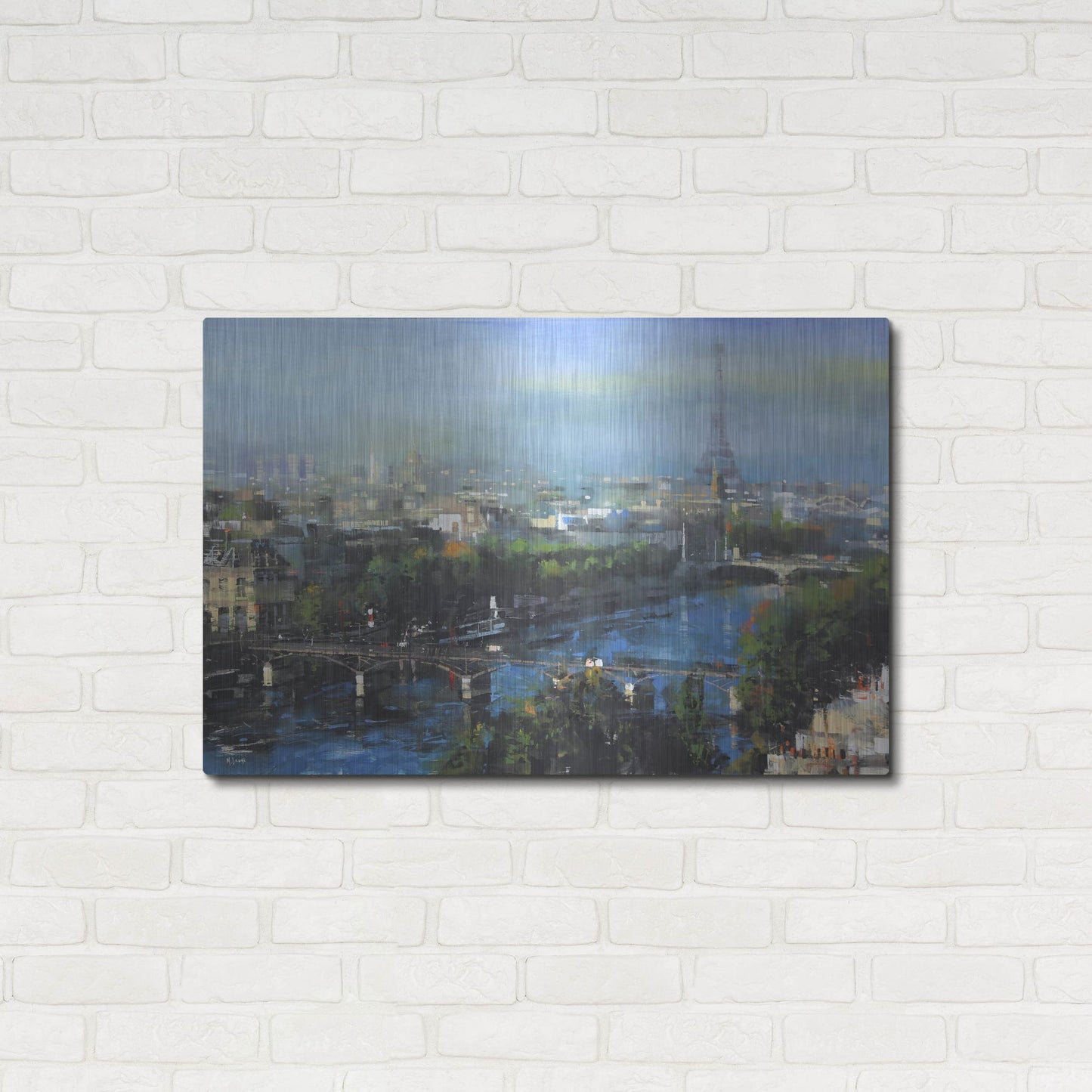 Luxe Metal Art 'Paris Pedestrian Bridge' by Mark Lague, Metal Wall Art,36x24