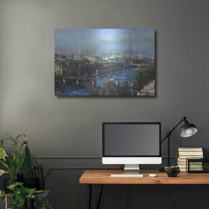 Luxe Metal Art 'Paris Pedestrian Bridge' by Mark Lague, Metal Wall Art,36x24