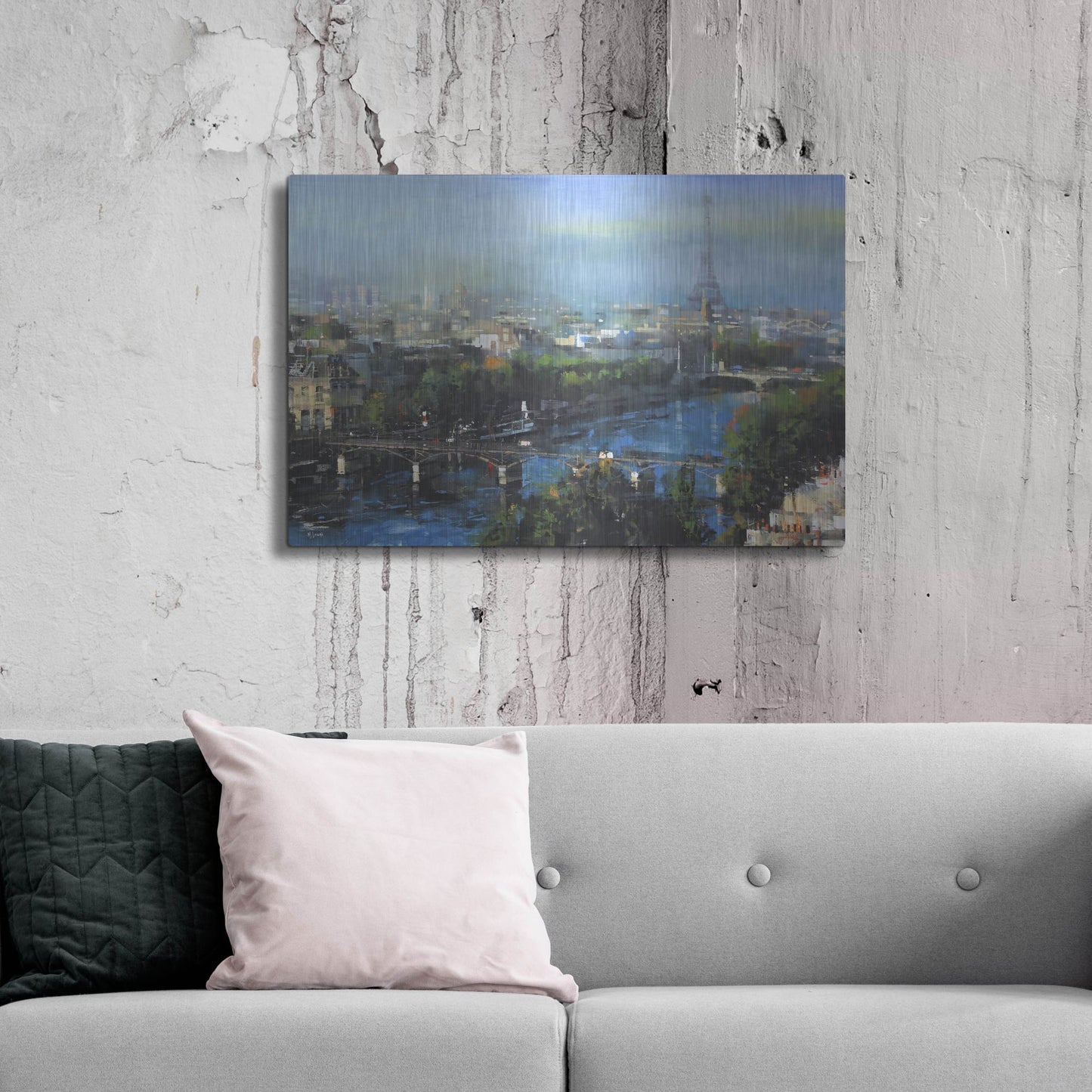 Luxe Metal Art 'Paris Pedestrian Bridge' by Mark Lague, Metal Wall Art,36x24