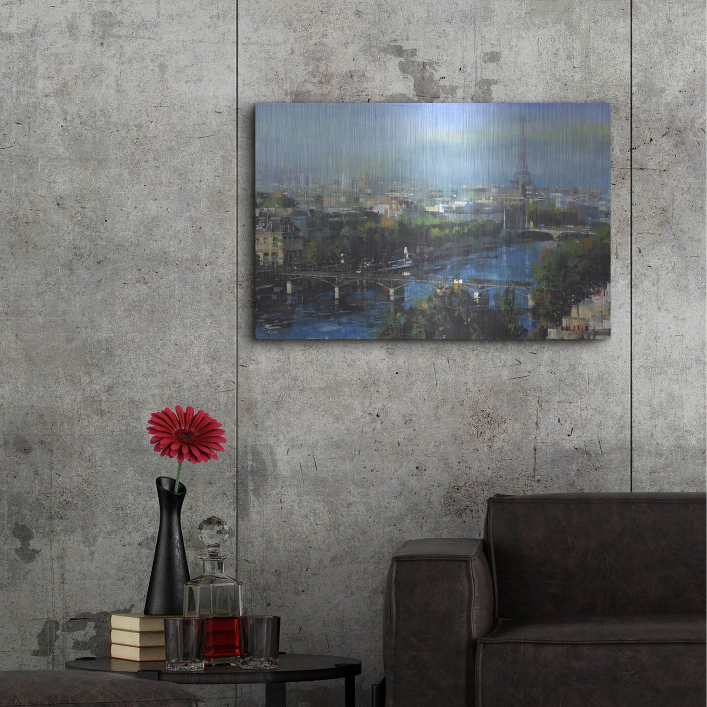 Luxe Metal Art 'Paris Pedestrian Bridge' by Mark Lague, Metal Wall Art,36x24