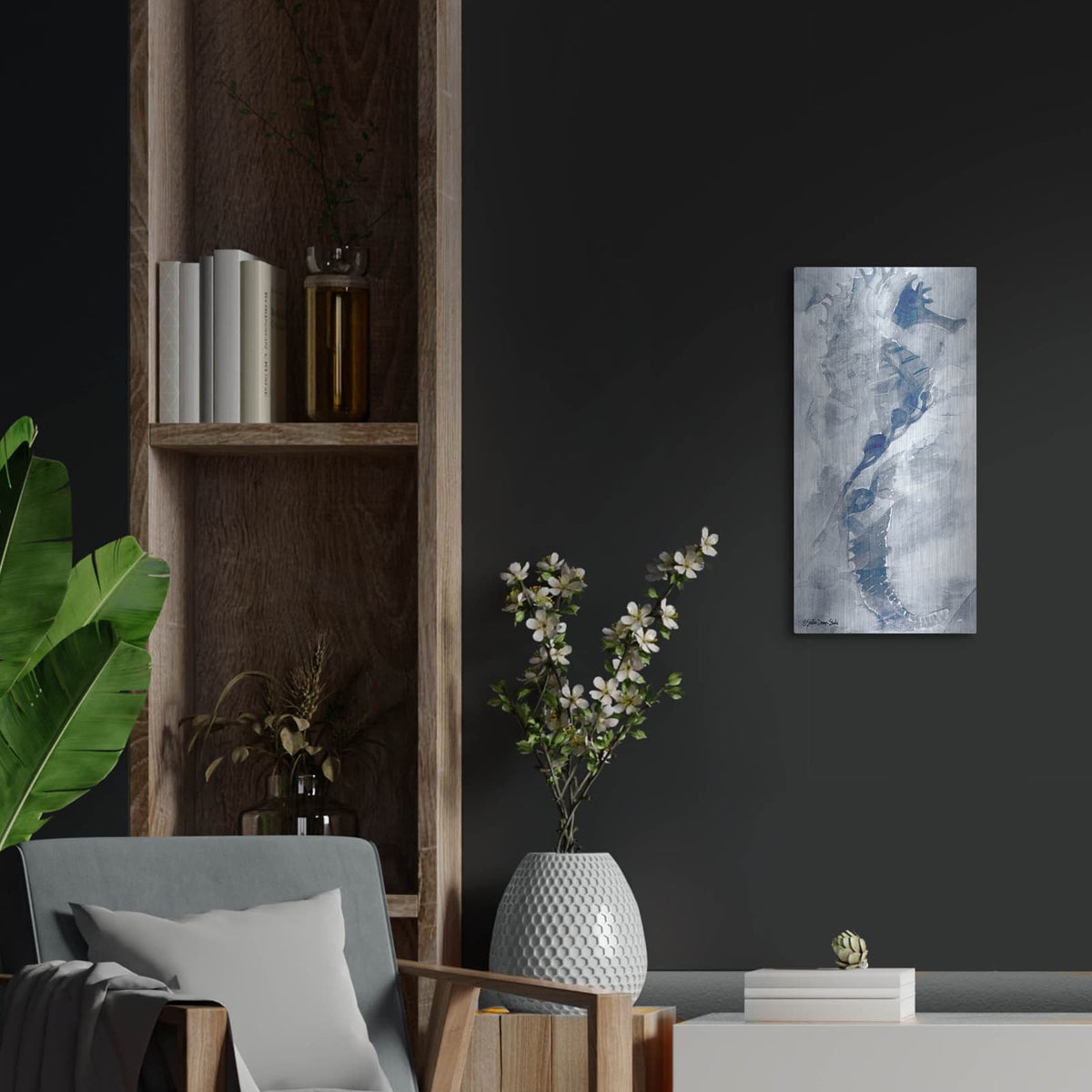 'Ocean Collection 1' by Stellar Design Studio – Metal Wall Art, 12x24 room view