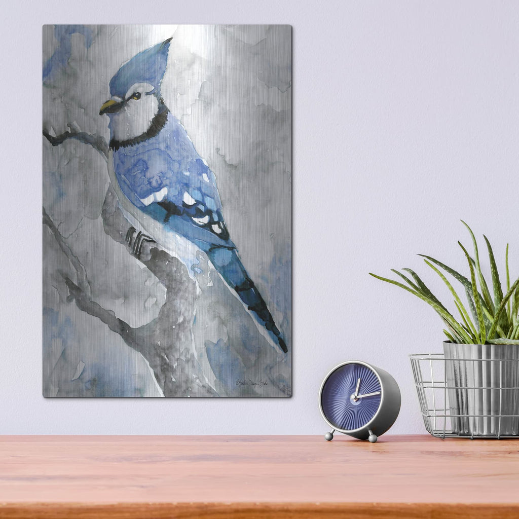 'Blue Jay 2' by Stellar Design Studio – Metal Wall Art, 12x16 room view