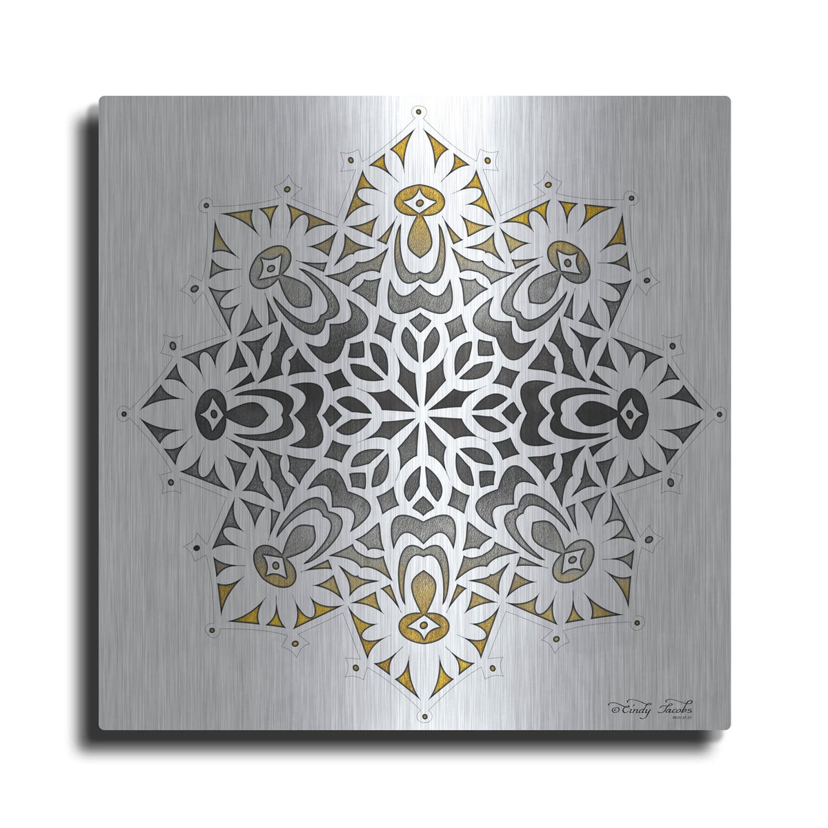 'Mandala on White' by Cindy Jacobs – Metal Wall Art