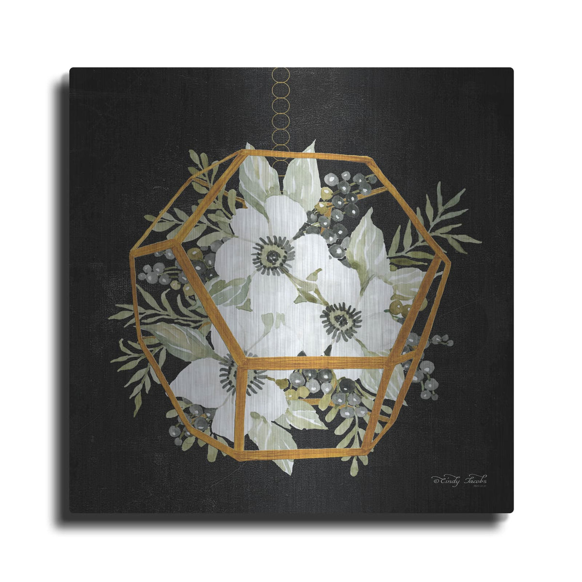 'Gold Geometric Hexagon' by Cindy Jacobs – Metal Wall Art