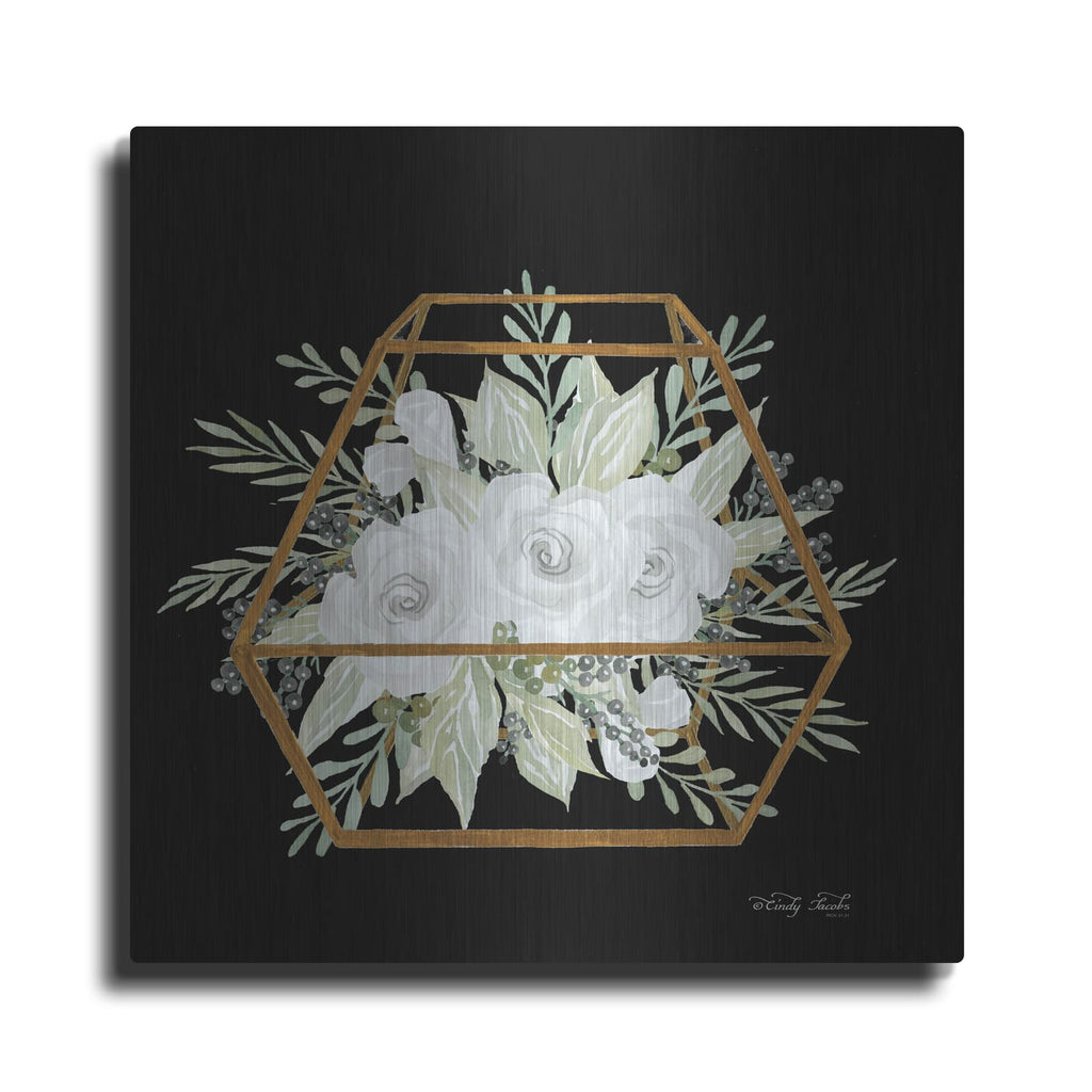 'Gold Geometric Polygon' by Cindy Jacobs – Metal Wall Art