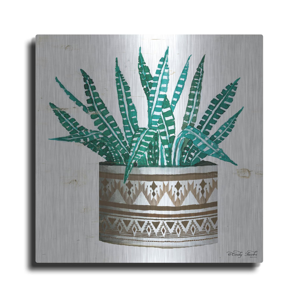 'Mud Cloth Vase V' by Cindy Jacobs – Metal Wall Art