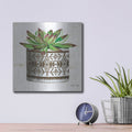 'Mud Cloth Vase VI' by Cindy Jacobs – Metal Wall Art, 12x12 room view