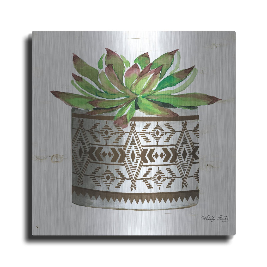 'Mud Cloth Vase VI' by Cindy Jacobs – Metal Wall Art
