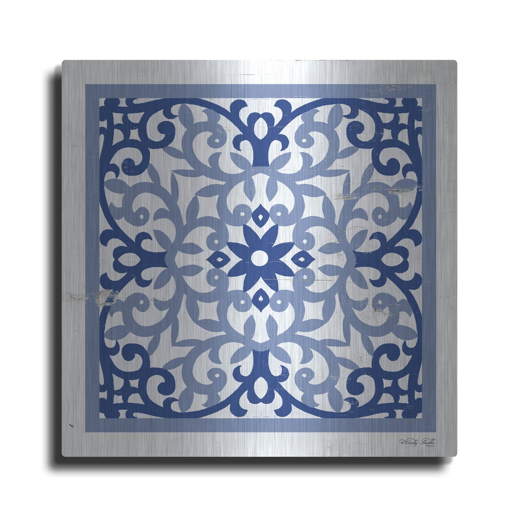 'Blue Tile V' by Cindy Jacobs – Metal Wall Art