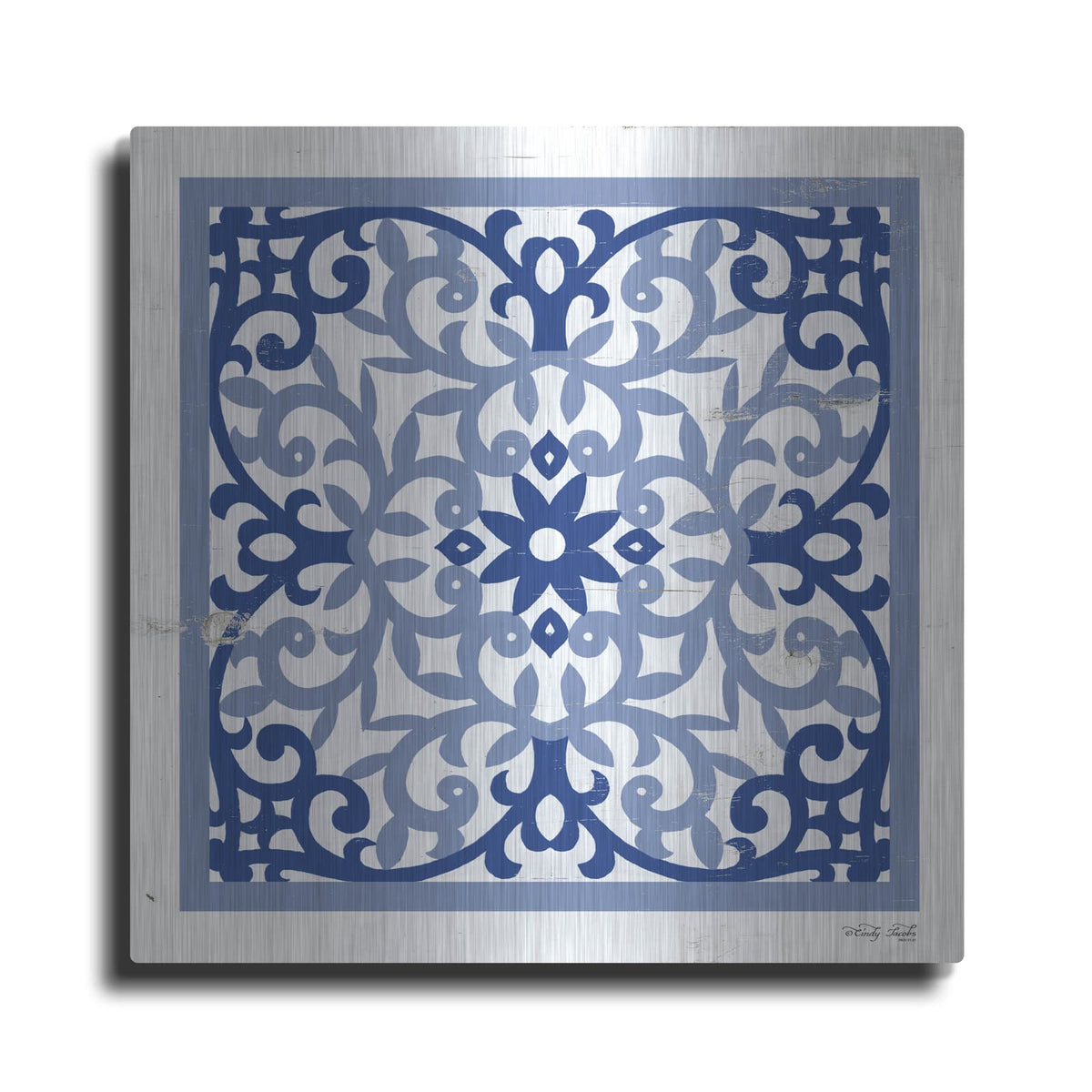 'Blue Tile V' by Cindy Jacobs – Metal Wall Art