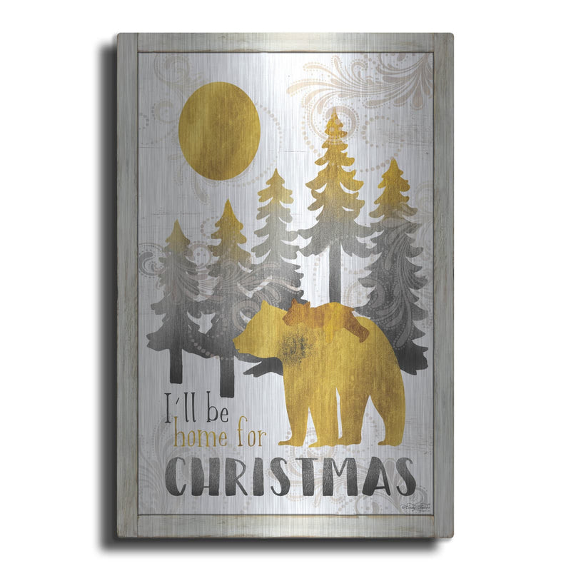 'Merry Christmas and Happy New Year Bear Family' by Cindy Jacobs – Metal Wall Art