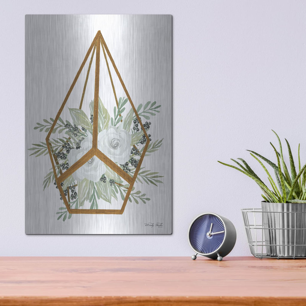 'Gold Geometric Diamond' by Cindy Jacobs – Metal Wall Art, 12x16 room view