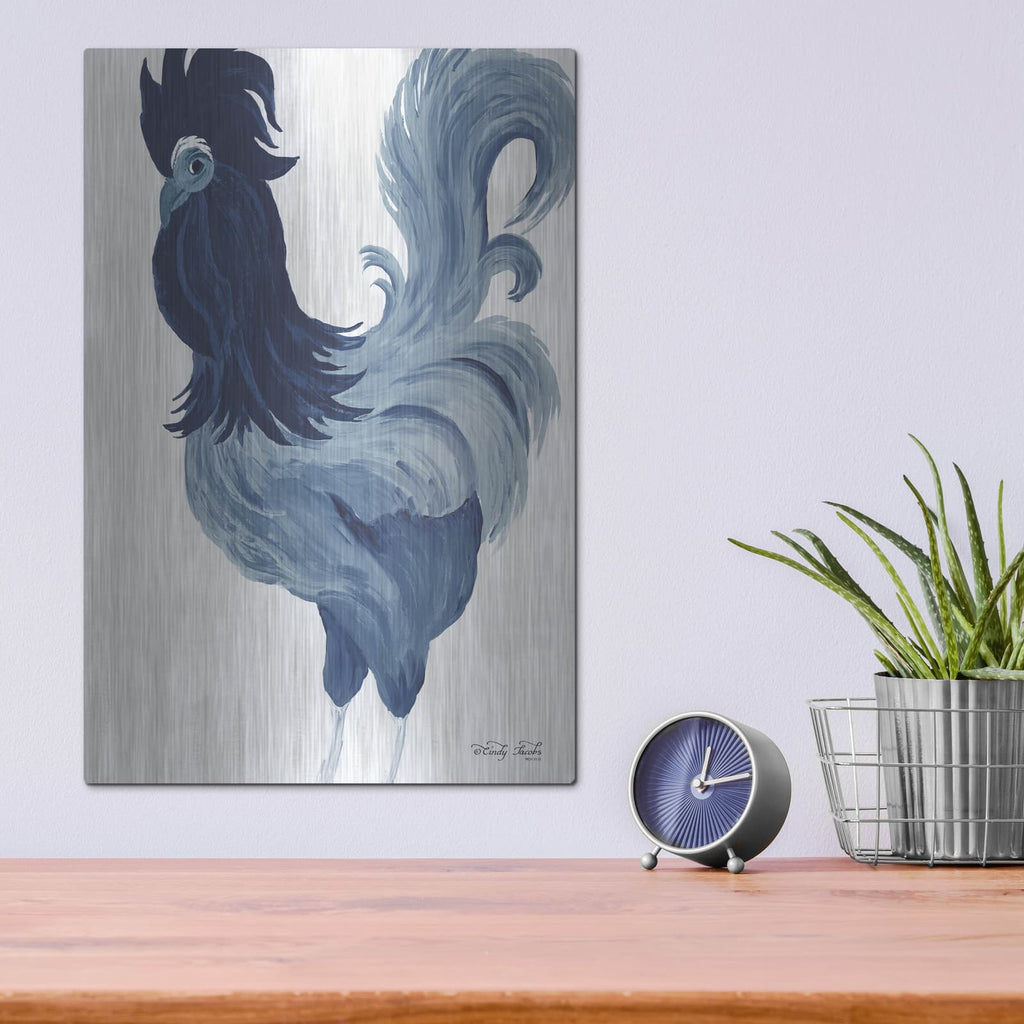 'Green & Purple Rooster II' by Cindy Jacobs – Metal Wall Art, 12x16 room view