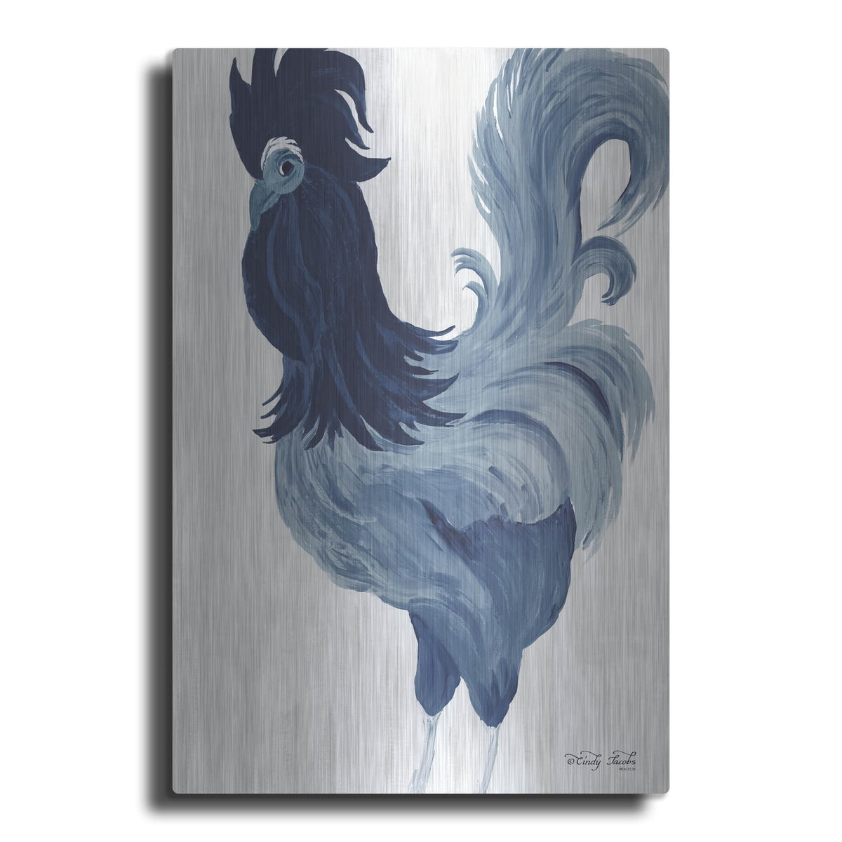 'Green & Purple Rooster II' by Cindy Jacobs – Metal Wall Art